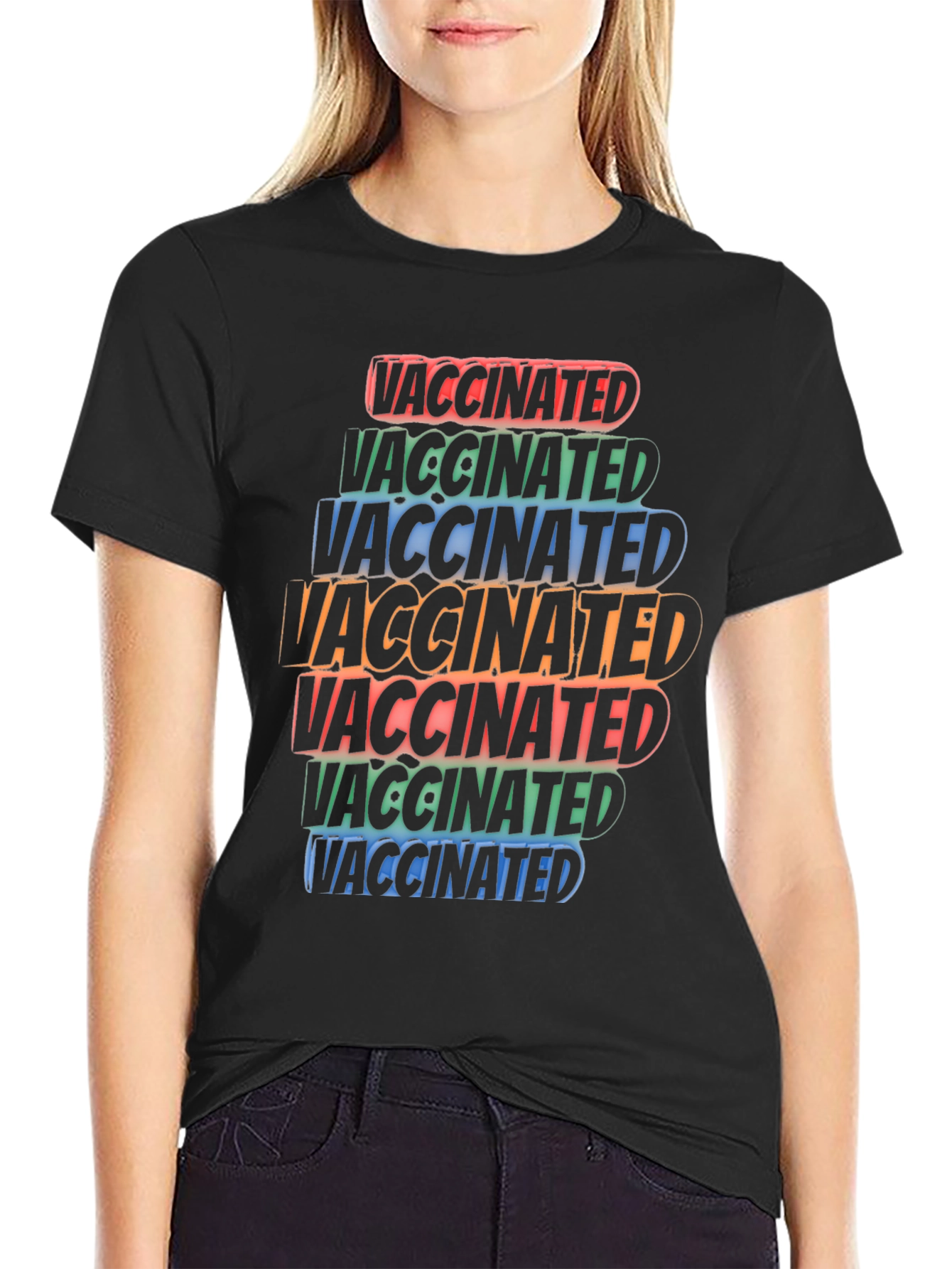 Vaccinated Graphic Tee - Black Cotton Blend