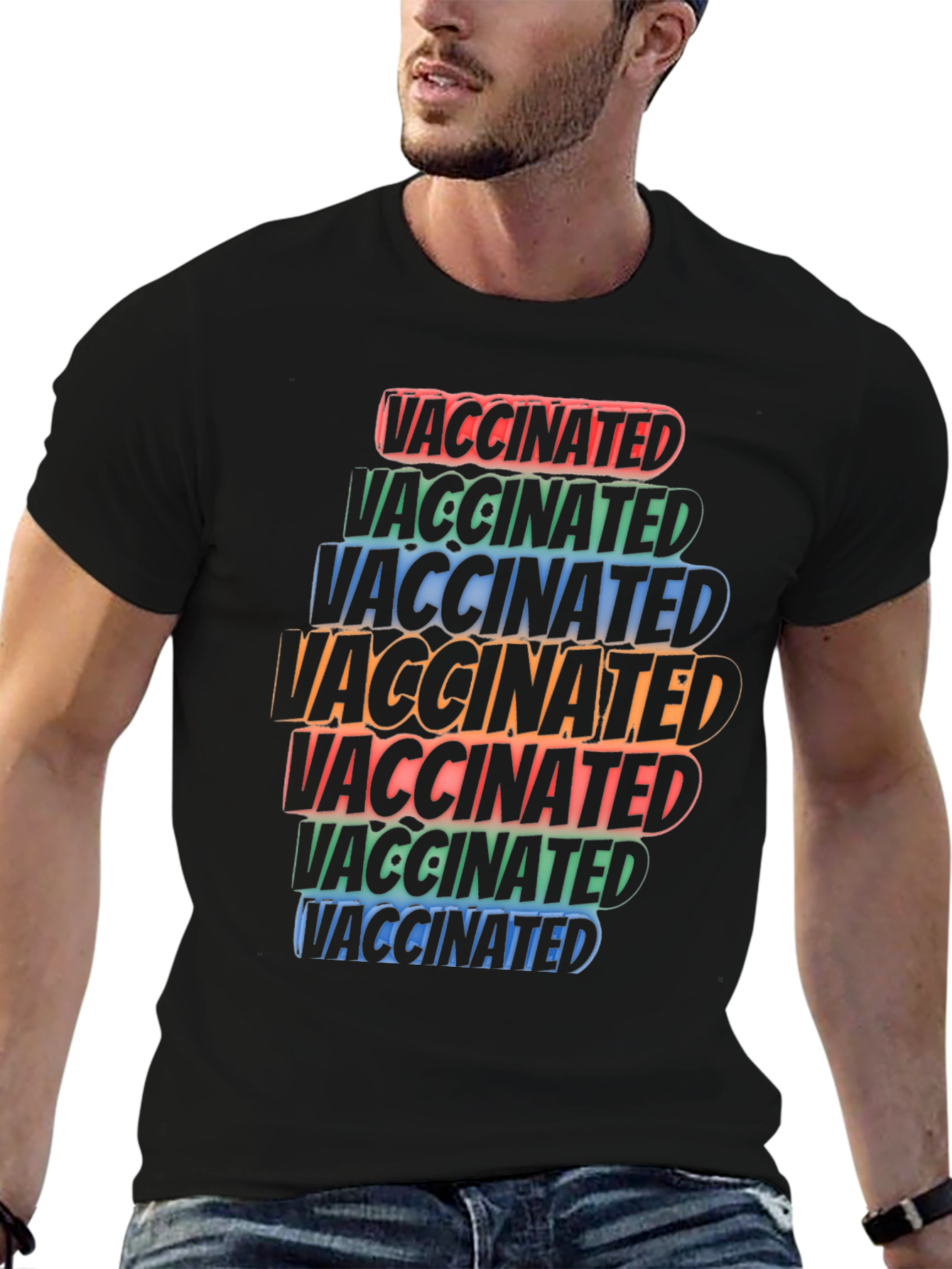 Vaccinated Graphic Tee - Black Cotton Blend