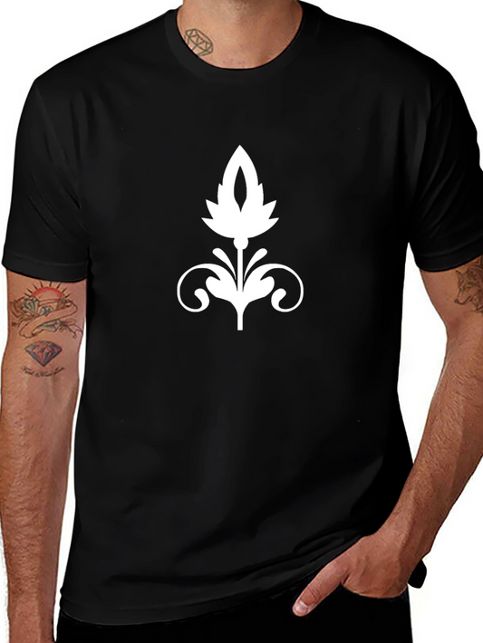 Elegant Floral Graphic Black T-Shirt