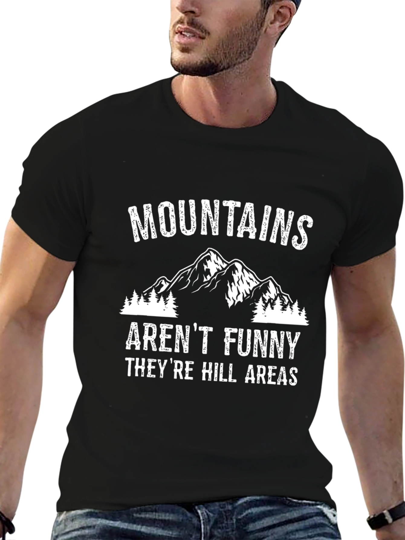 Mountains Arent Funny Black Graphic Tee