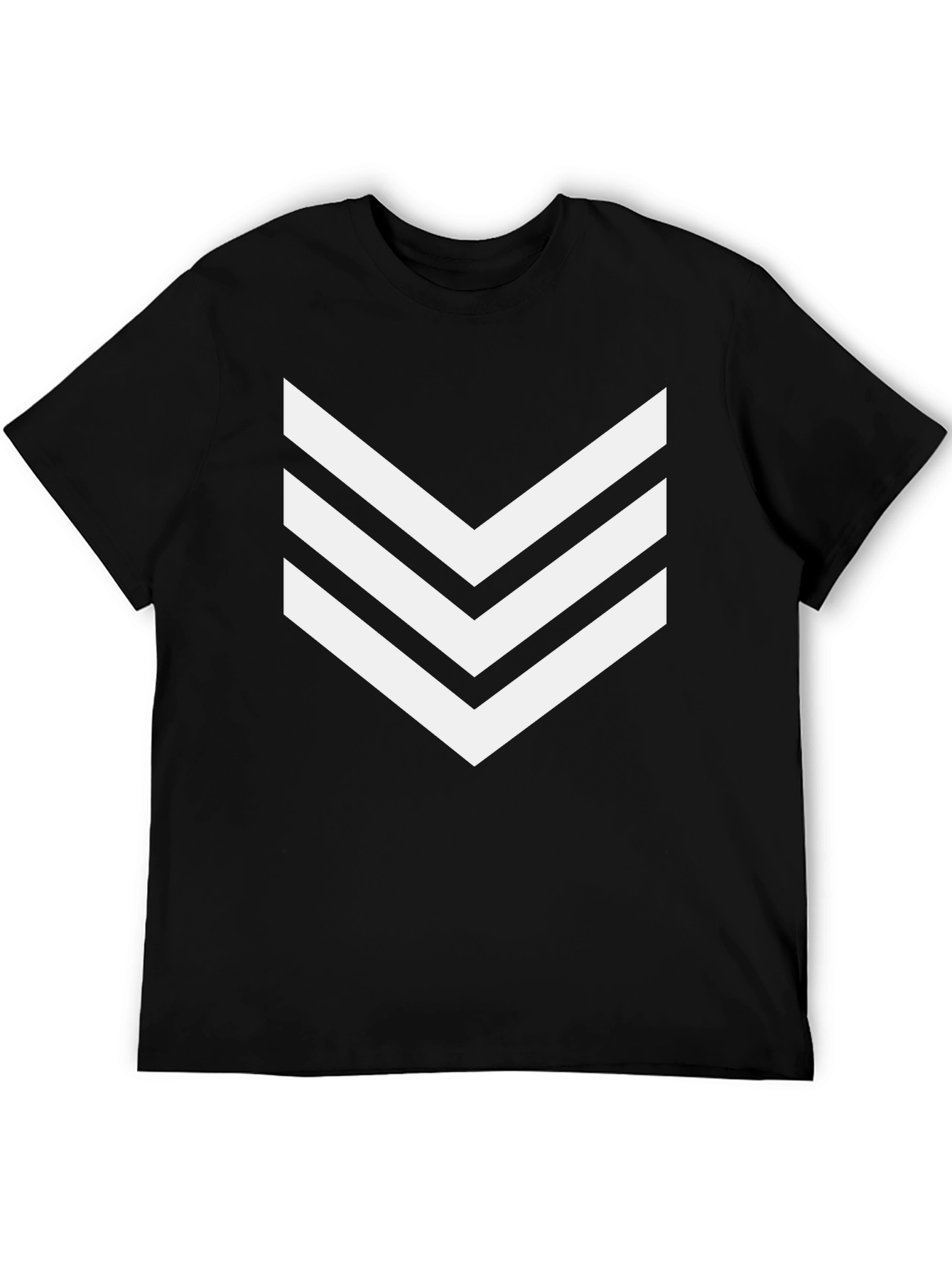Modern Chevron Stripe Graphic Tee - Black