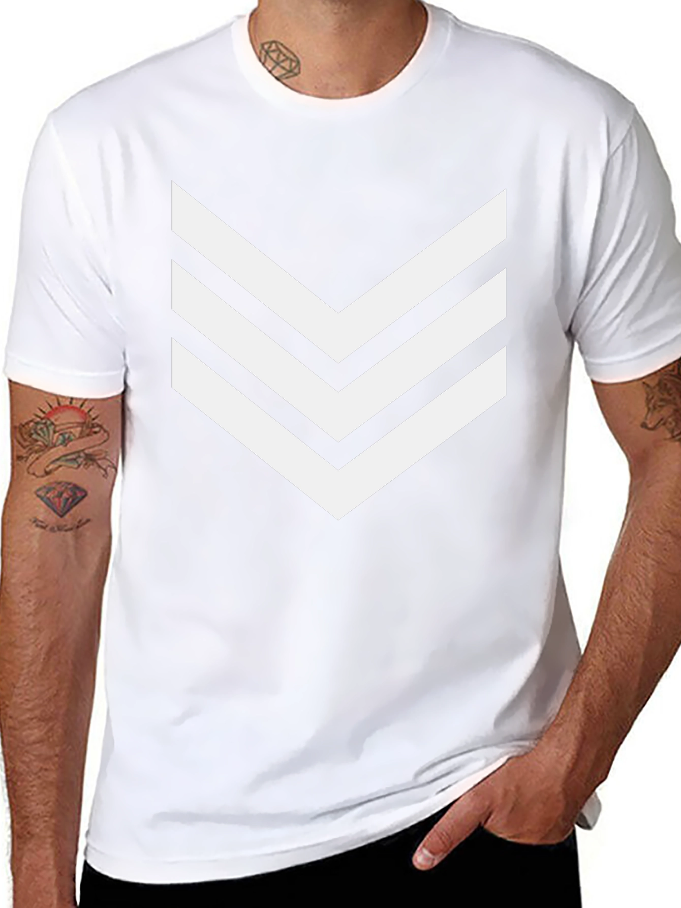 Modern Chevron Stripe Graphic Tee - Black