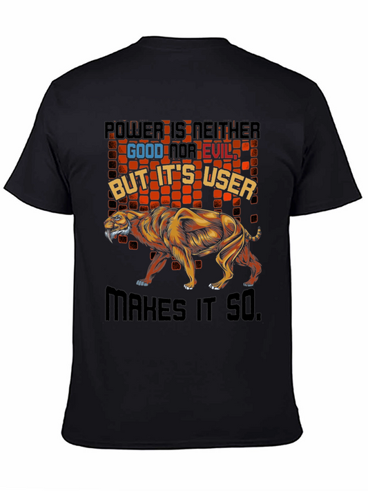 Power Good & Evil Lion Graphic T-Shirt