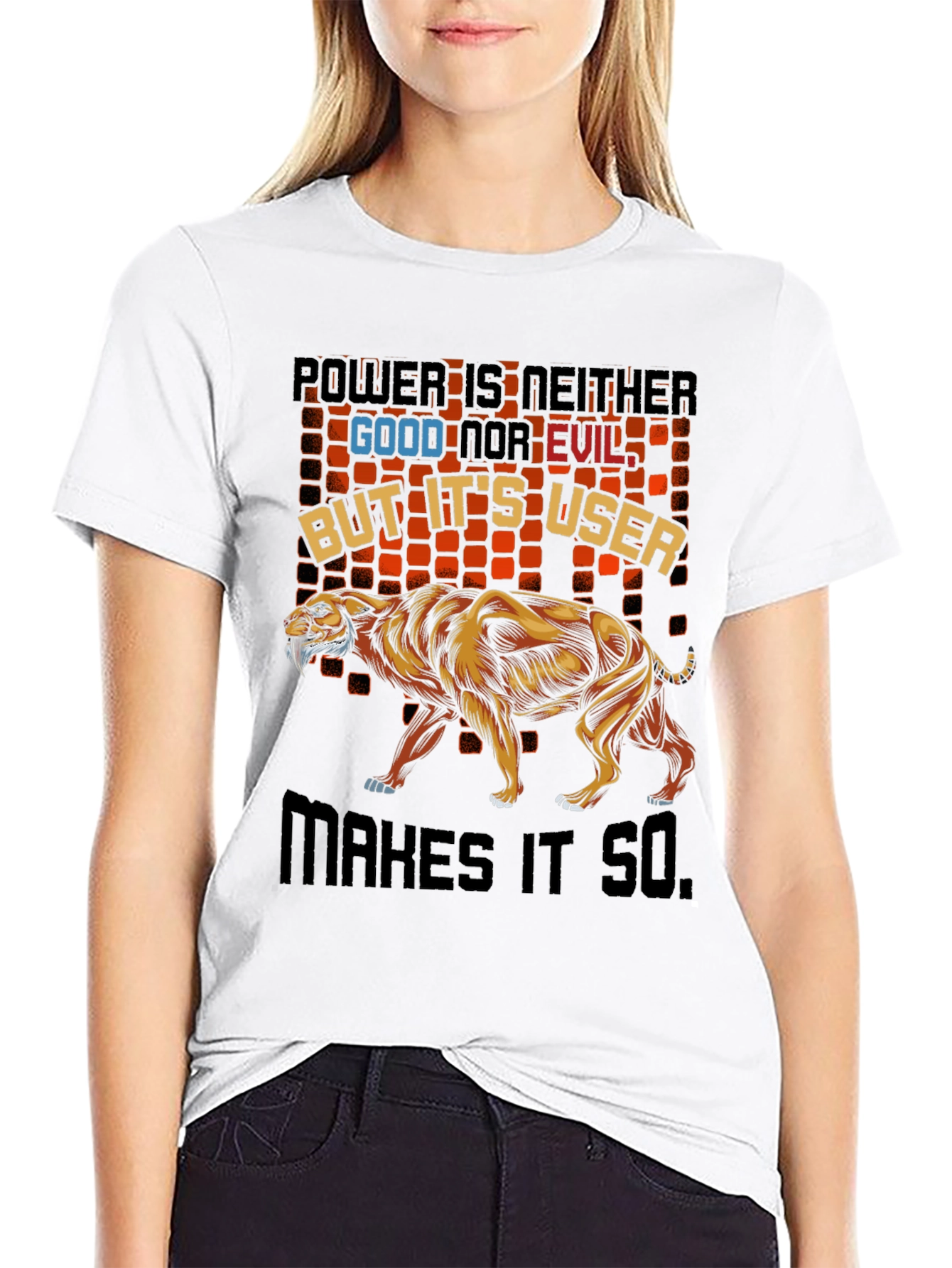 Power Good & Evil Lion Graphic T-Shirt