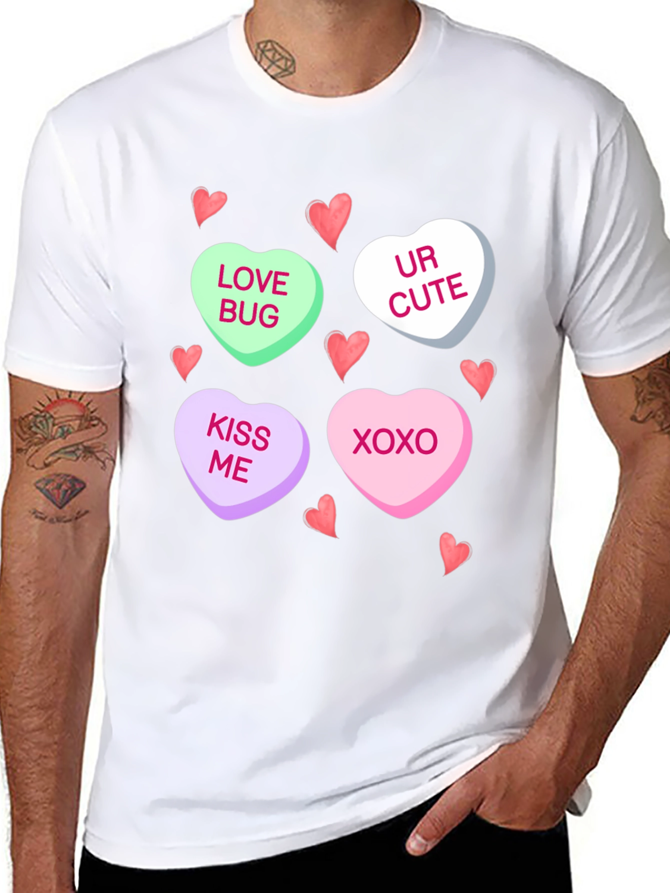 Valentines Day Candy Heart Graphic T-Shirt