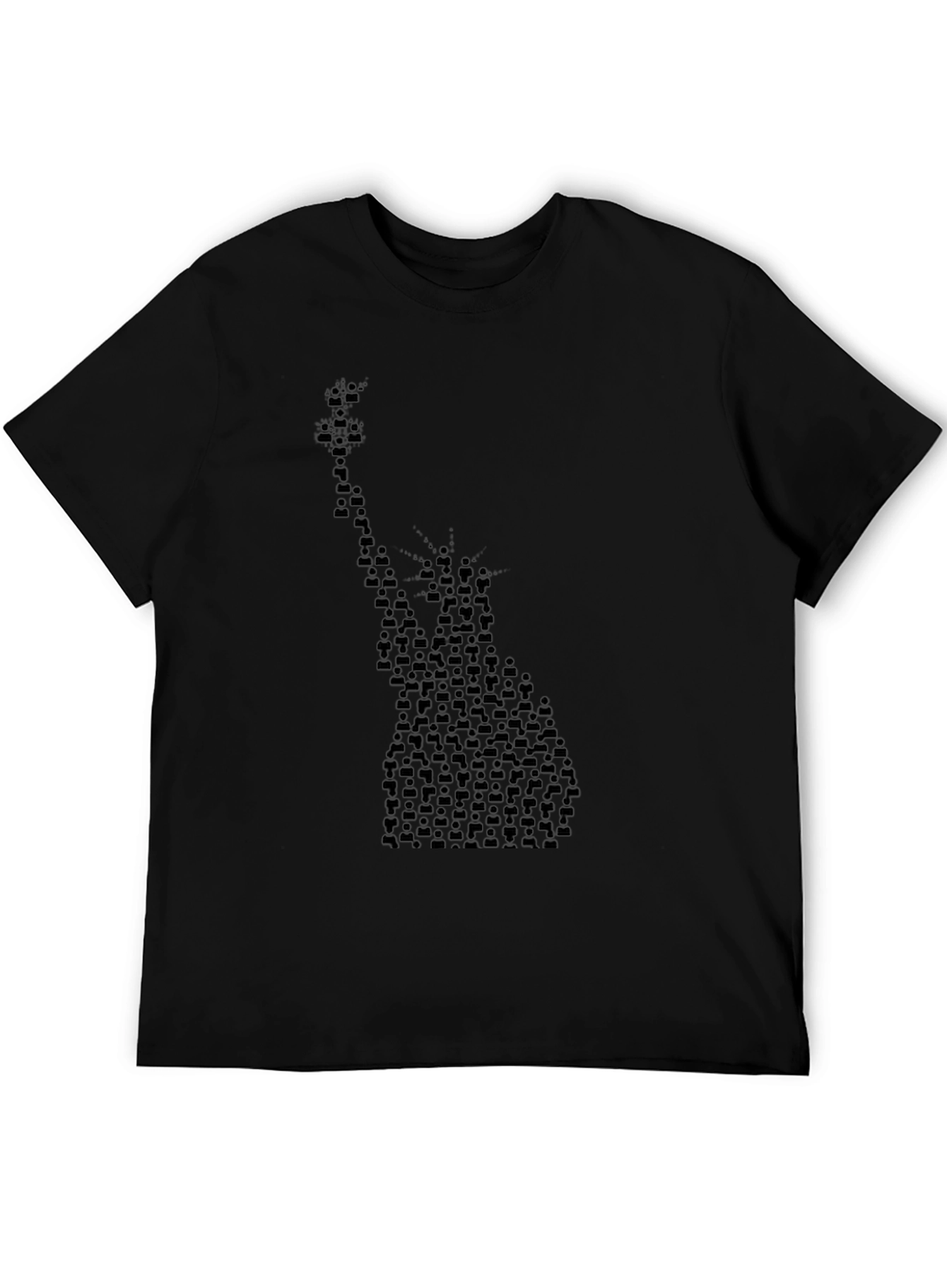 Statue of Liberty Crowd Graphic Black T-Shirt