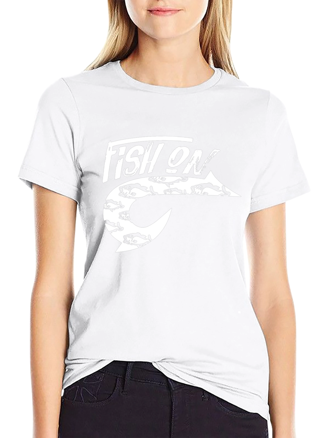Fish On Graphic Tee - Black Cotton Fishing Shirt