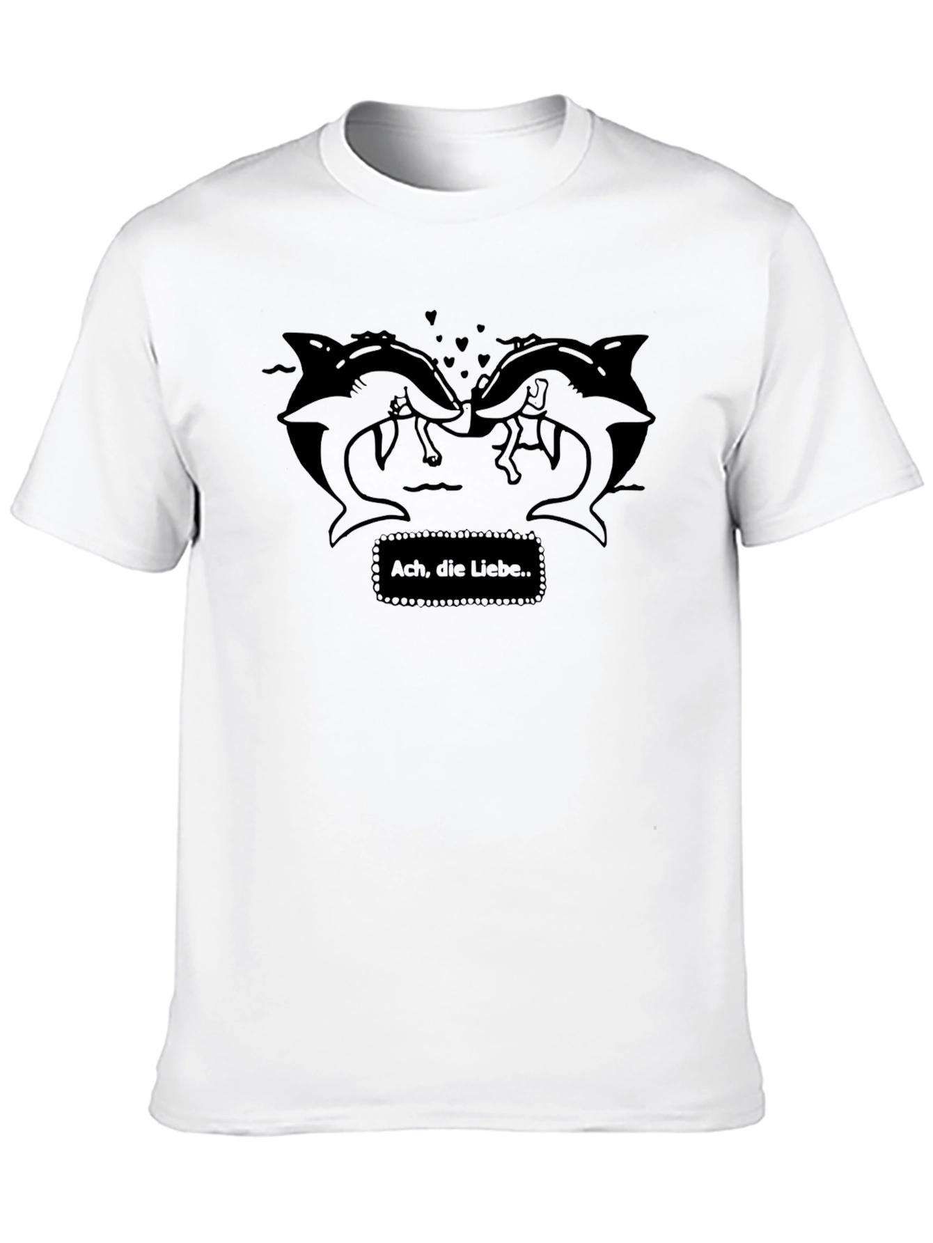 Quirky Black Tee: Ach die Liebe.. Kissing Dolphins