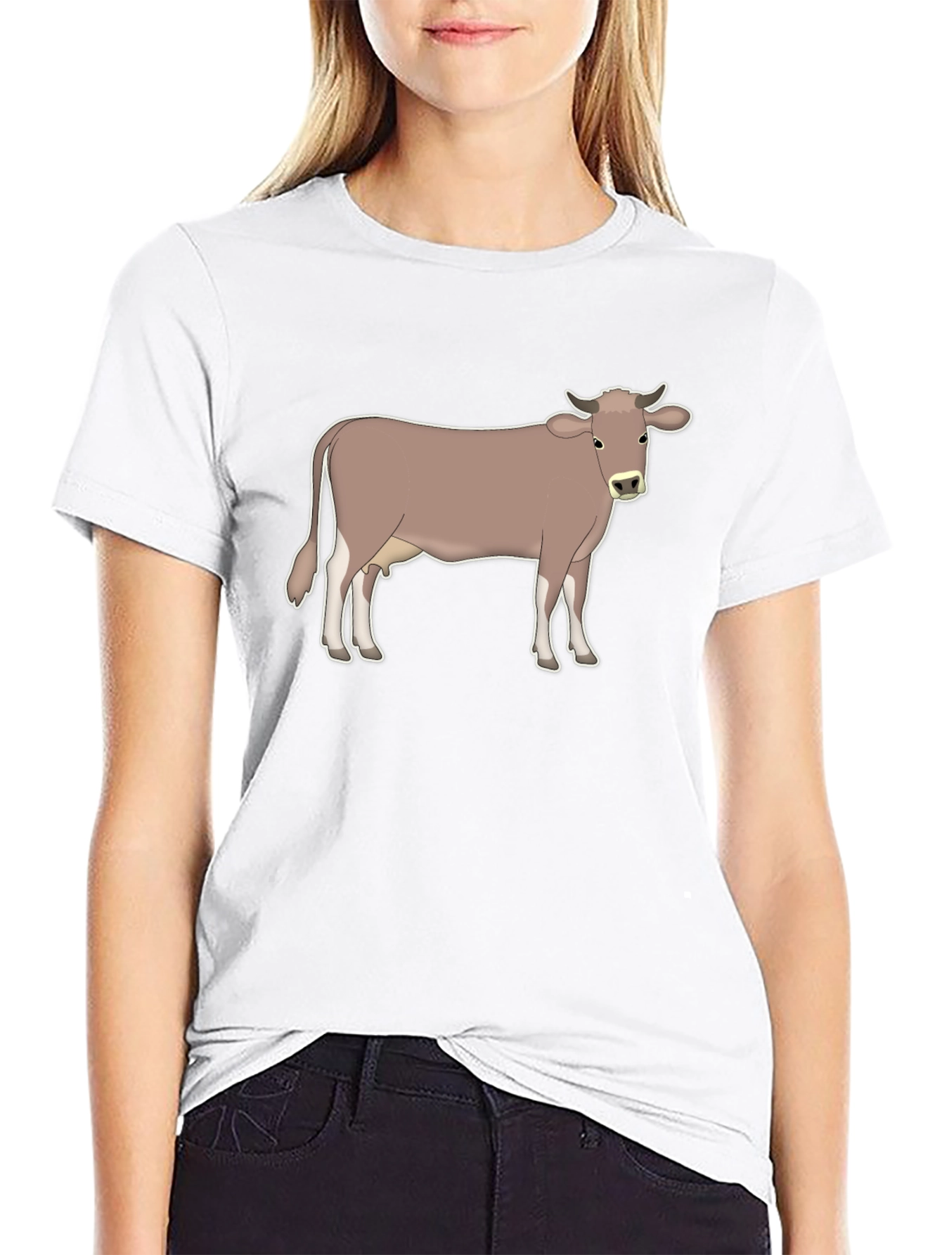 Cow Graphic Tee - Black Cotton T-Shirt