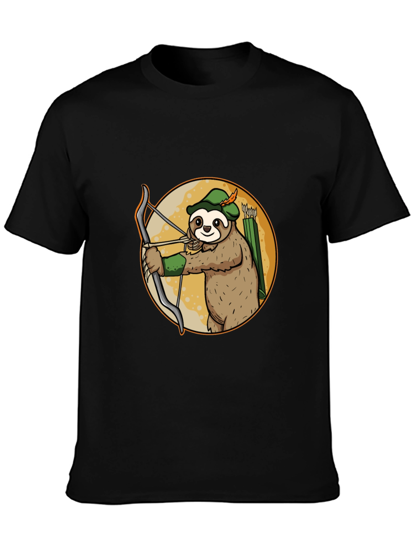 Sloth Archer Graphic Tee - Black Cotton T-Shirt