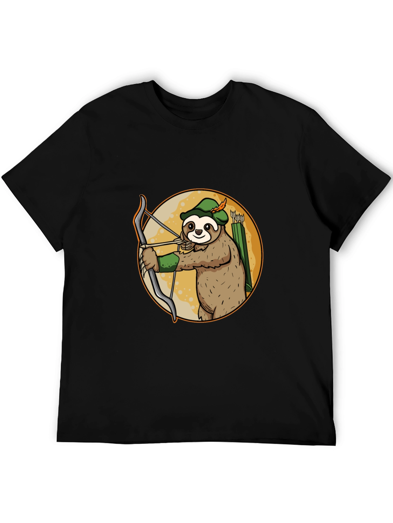 Sloth Archer Graphic Tee - Black Cotton T-Shirt