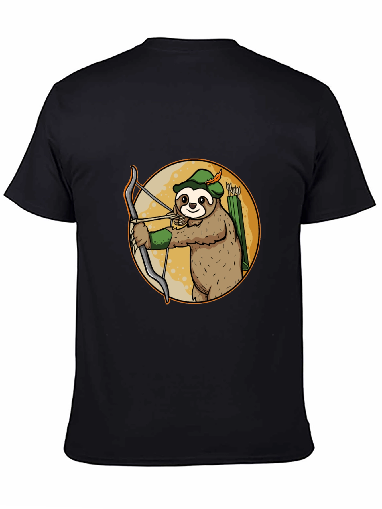 Sloth Archer Graphic Tee - Black Cotton T-Shirt