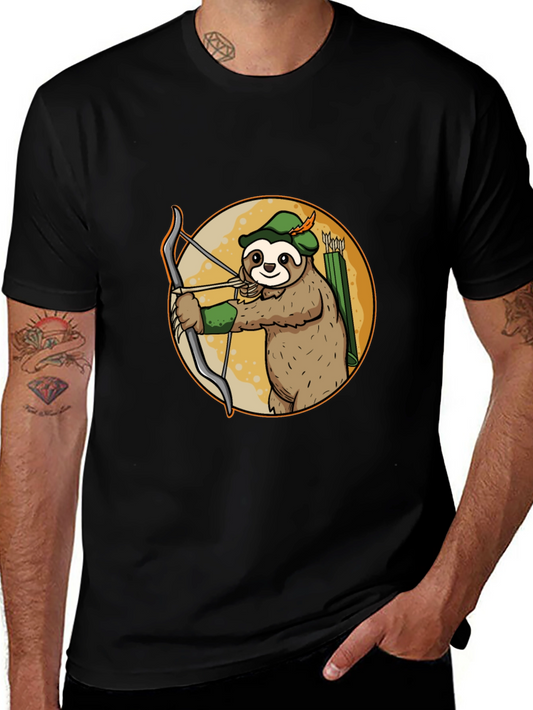 Sloth Archer Graphic Tee - Black Cotton T-Shirt