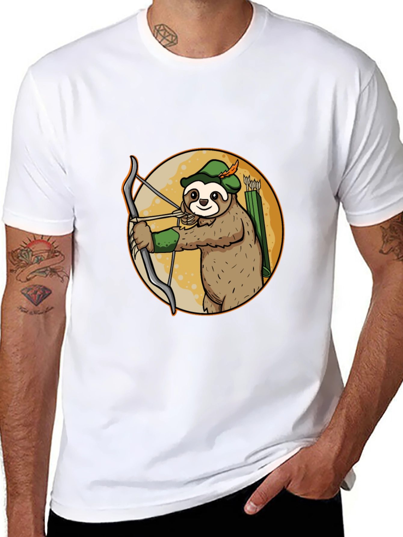 Sloth Archer Graphic Tee - Black Cotton T-Shirt