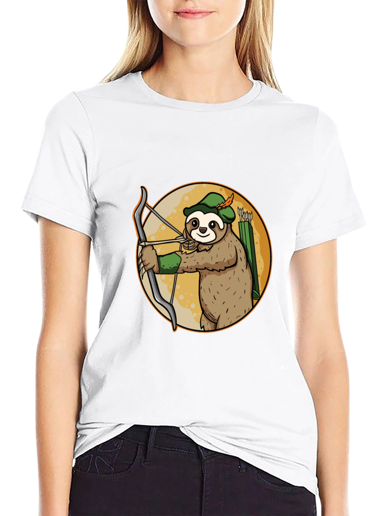 Sloth Archer Graphic Tee - Black Cotton T-Shirt