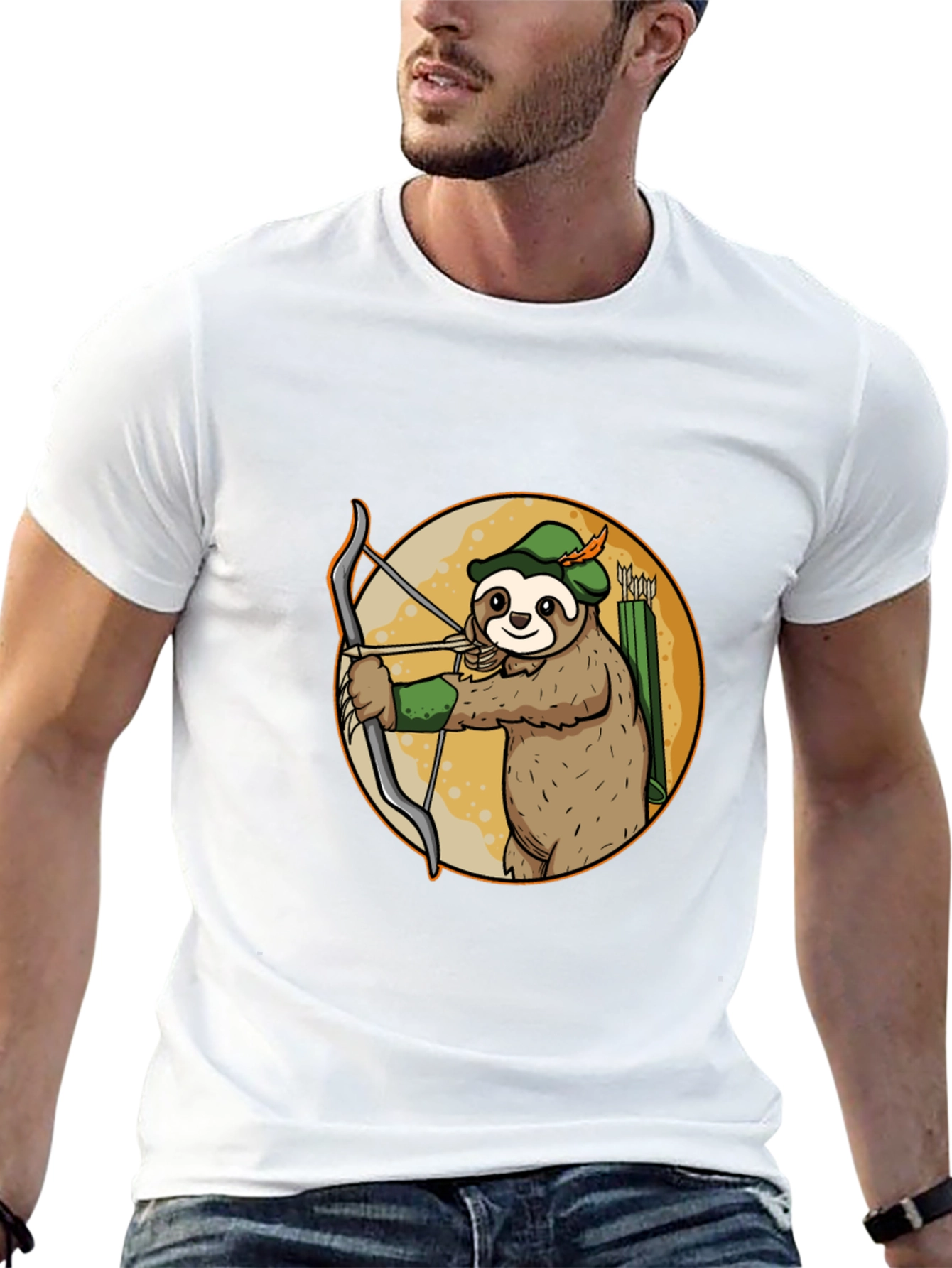Sloth Archer Graphic Tee - Black Cotton T-Shirt