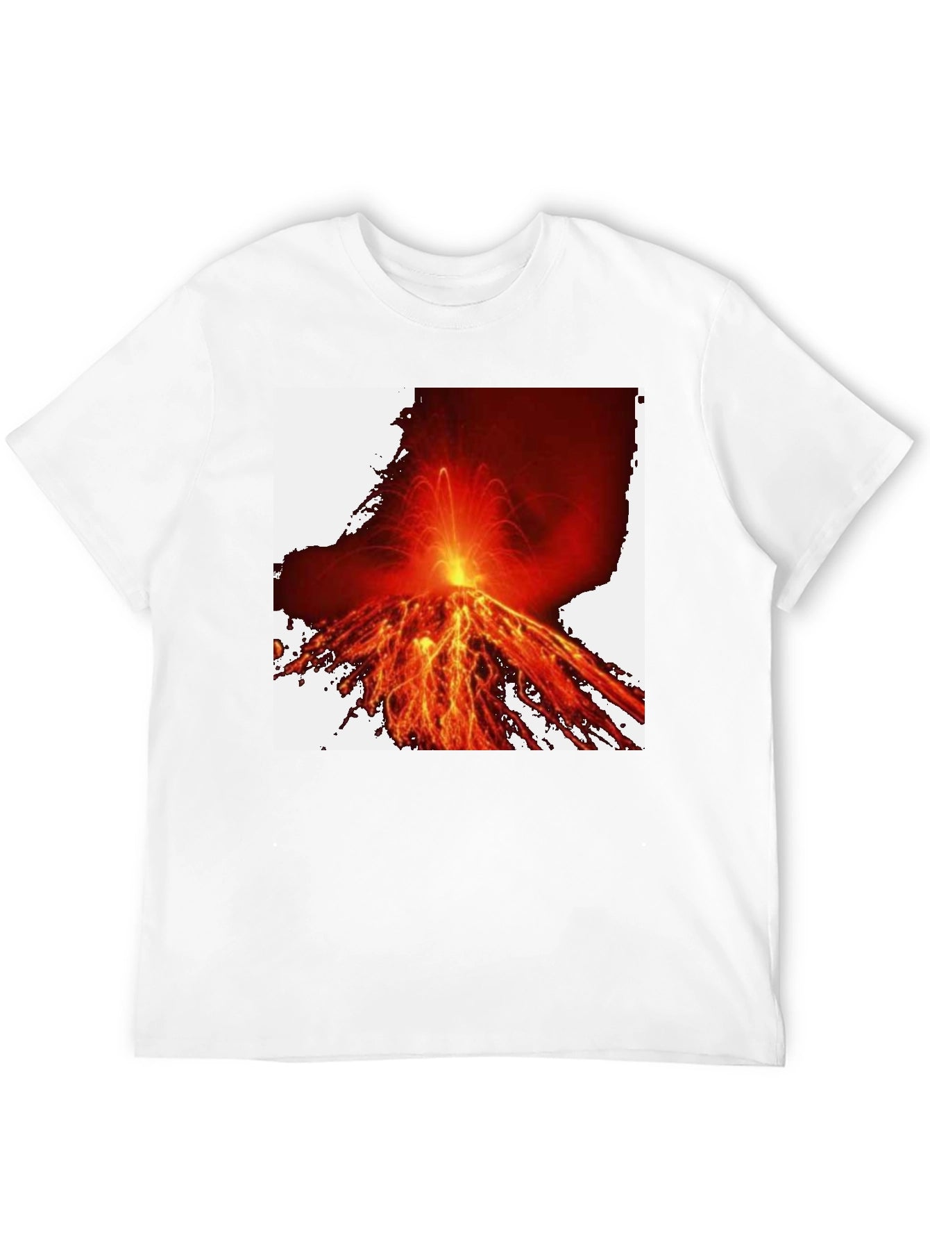 Fiery Volcano Graphic Tee - Black Cotton Comfort