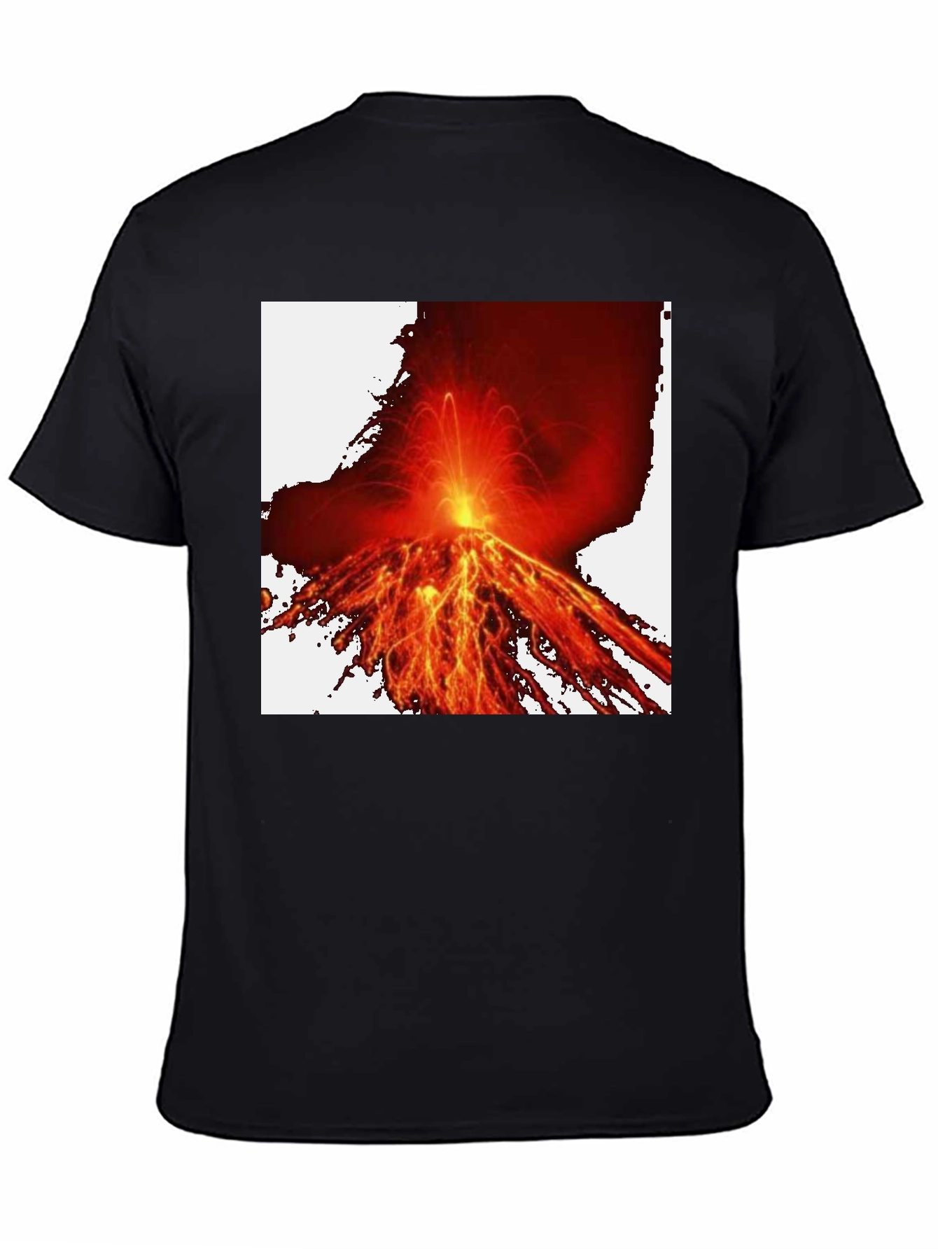 Fiery Volcano Graphic Tee - Black Cotton Comfort