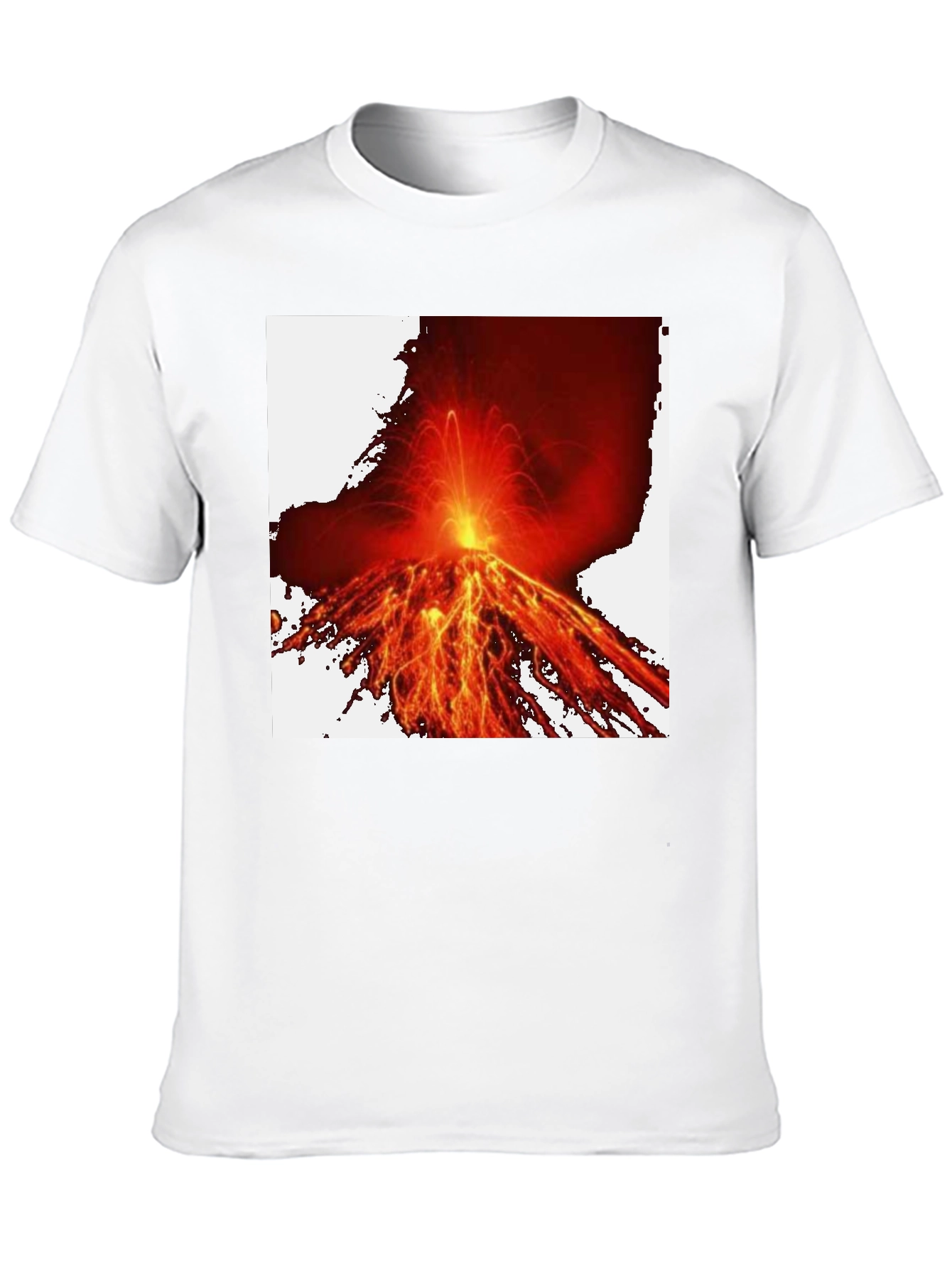 Fiery Volcano Graphic Tee - Black Cotton Comfort
