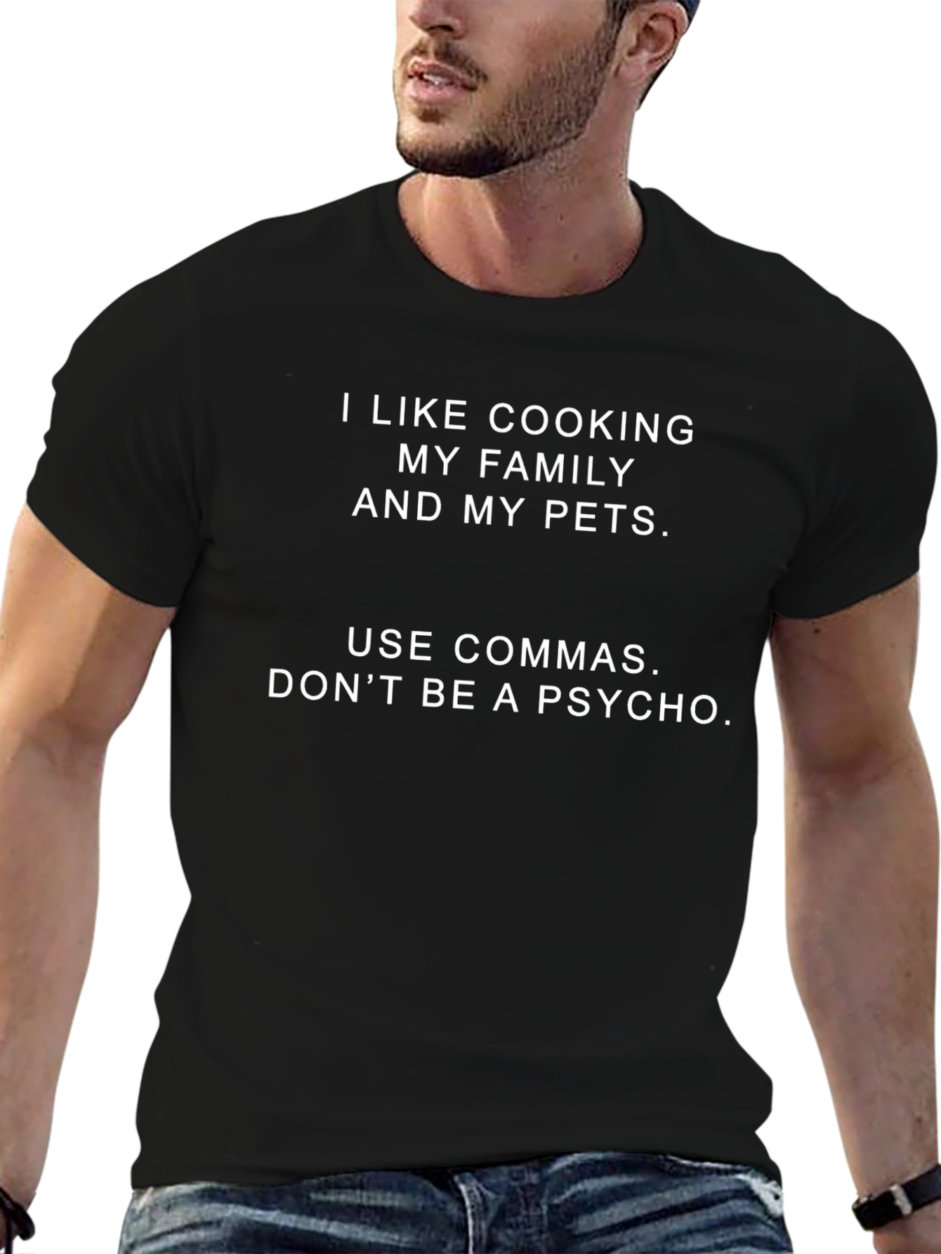 Funny Grammar T-Shirt - I Like Cooking My Family