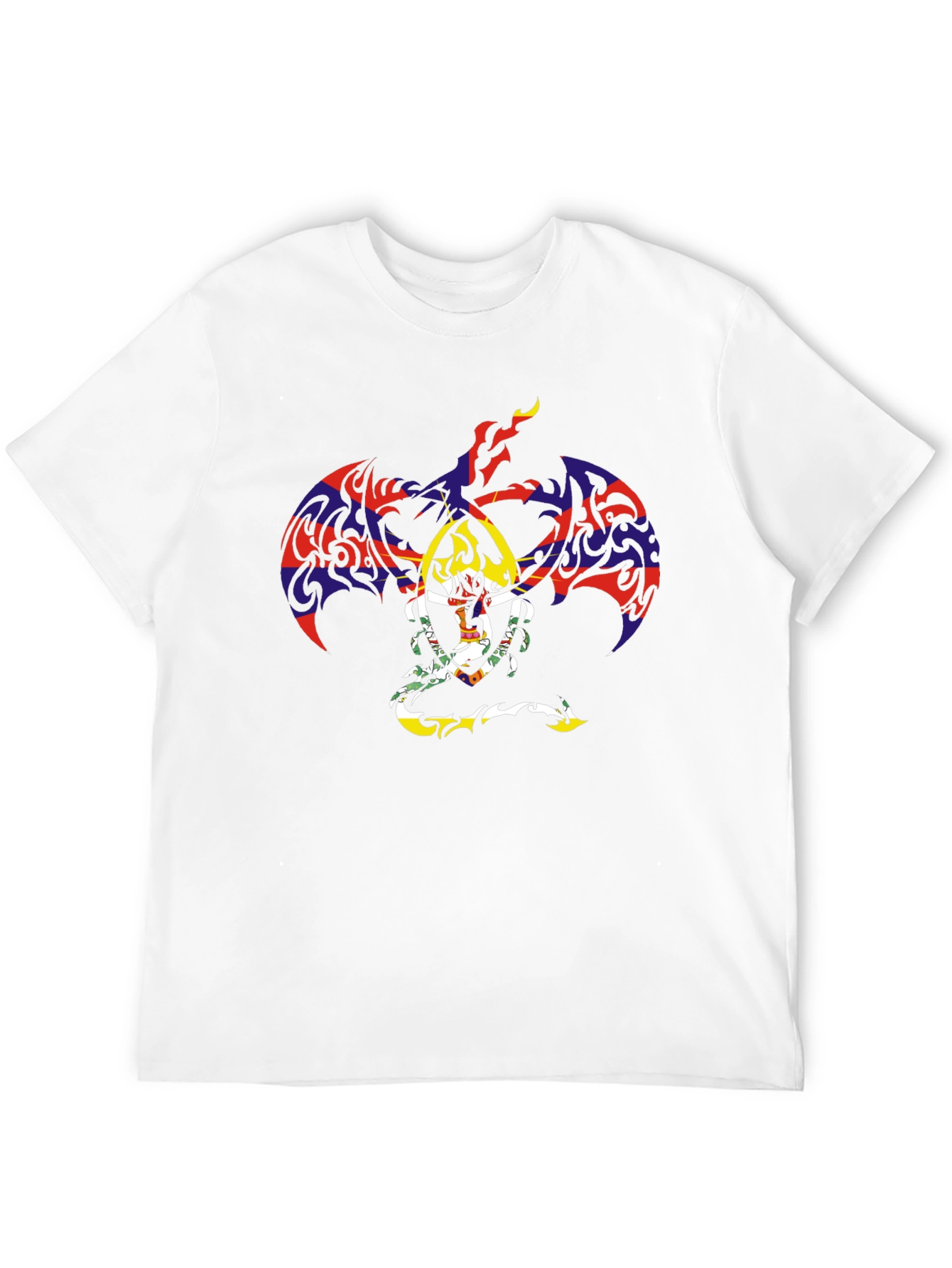 Tribal Dragon Graphic Tee - Black Cotton Casual Top