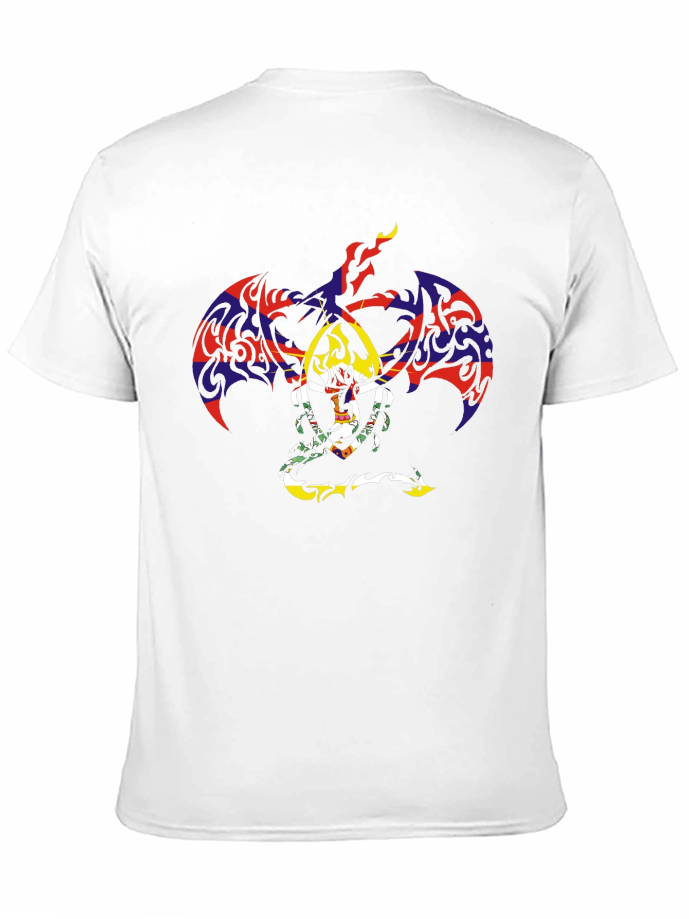Tribal Dragon Graphic Tee - Black Cotton Casual Top