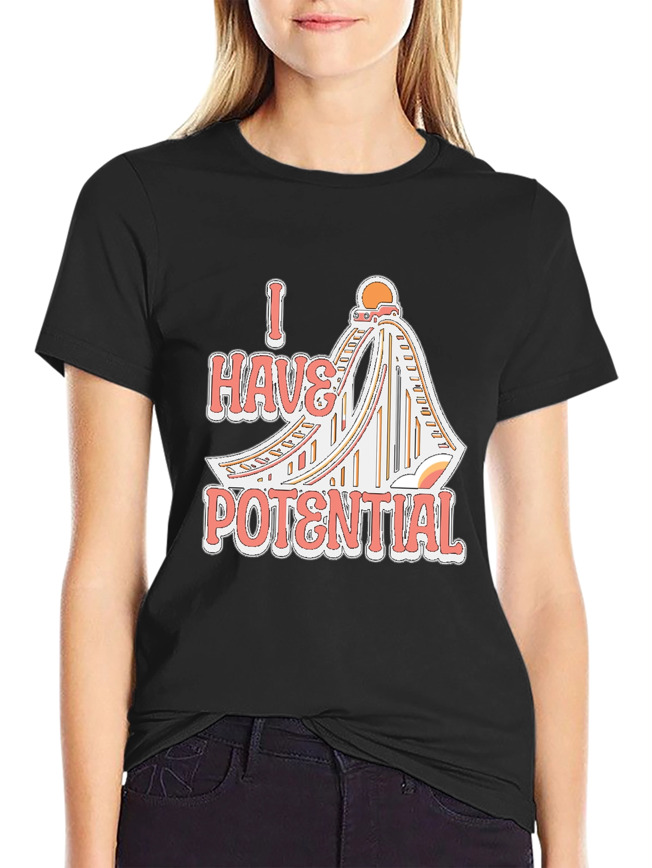 I Have Potential Roller Coaster Black Tee