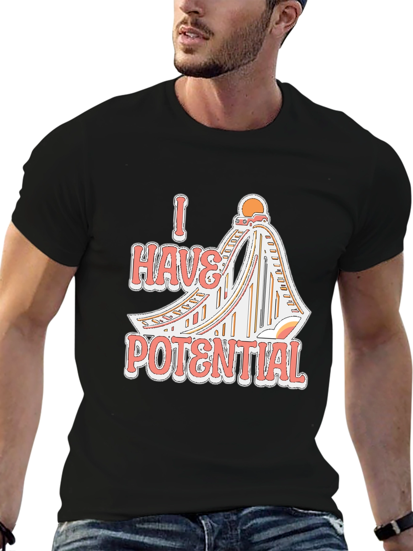 I Have Potential Roller Coaster Black Tee