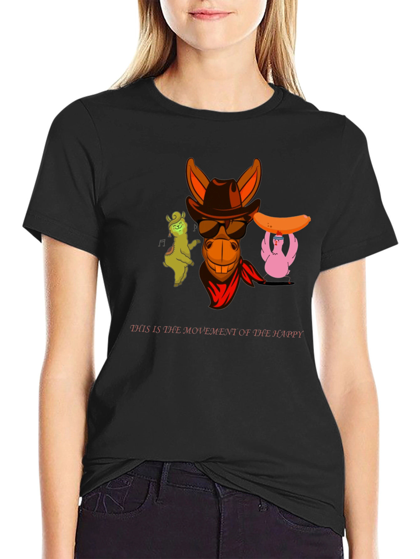 Funny Cartoon Character Black T-Shirt