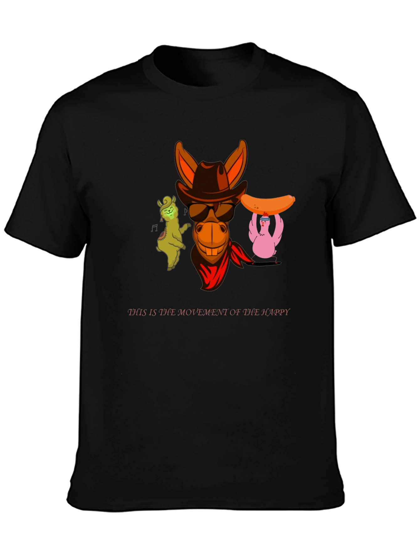 Funny Cartoon Character Black T-Shirt