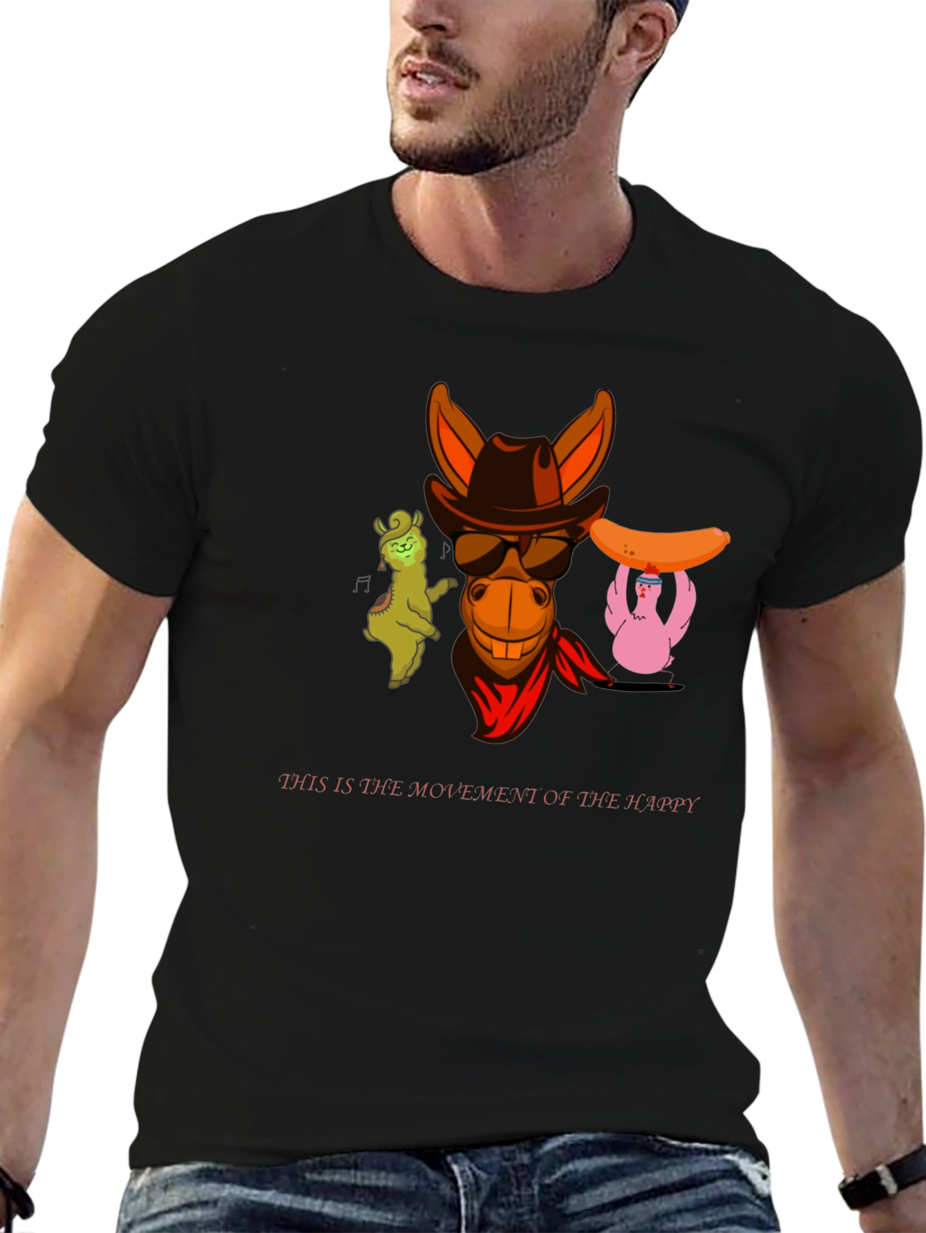 Funny Cartoon Character Black T-Shirt