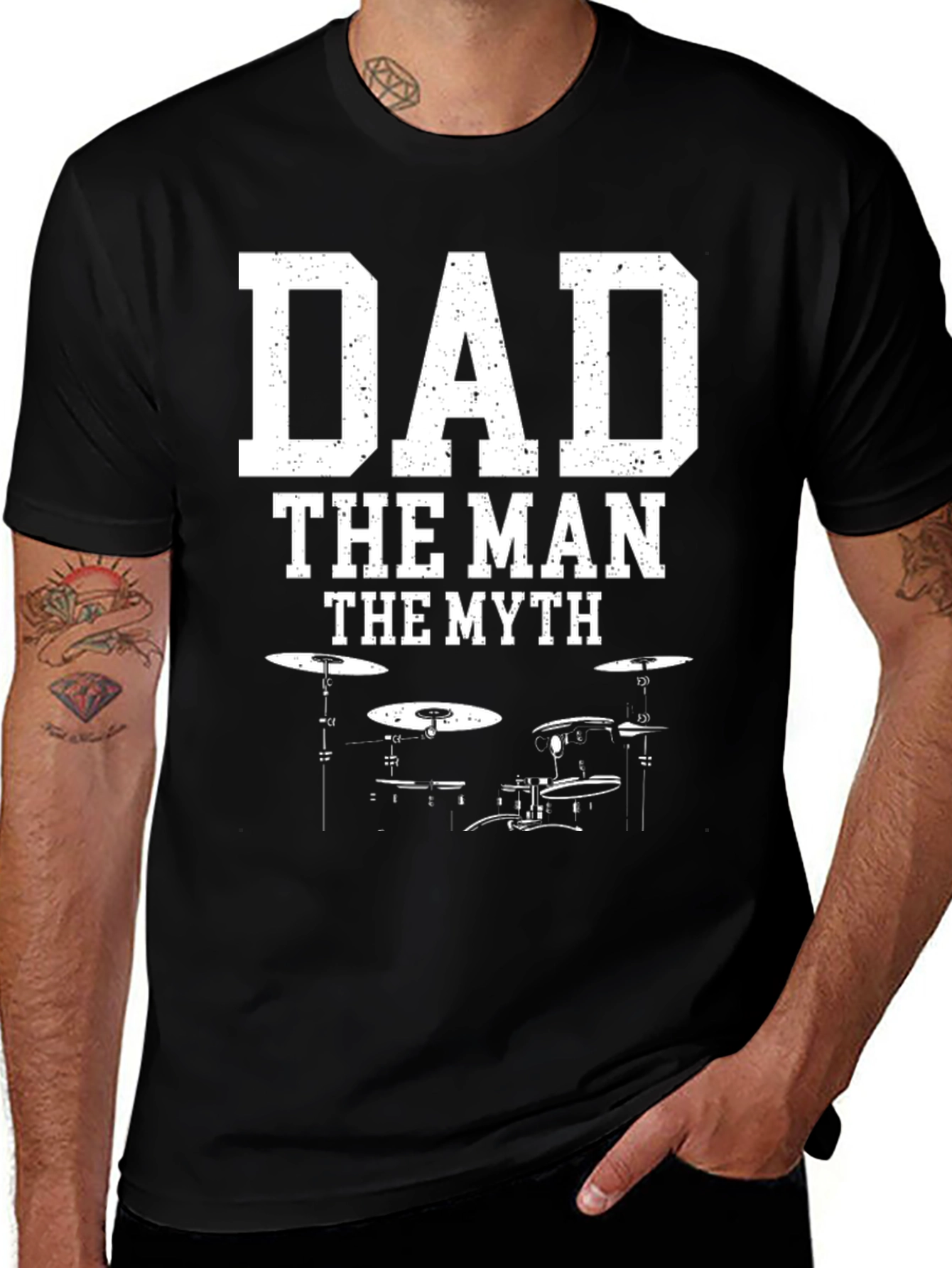 Dad The Man The Myth Drum Kit Graphic T-Shirt