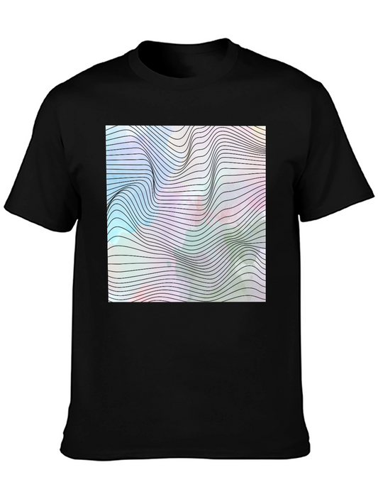 Abstract Wave Graphic Tee - Modern Black T-Shirt