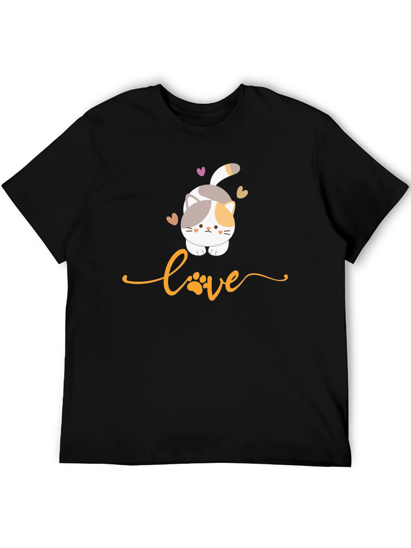 Cute Cat Love Graphic T-Shirt - Black