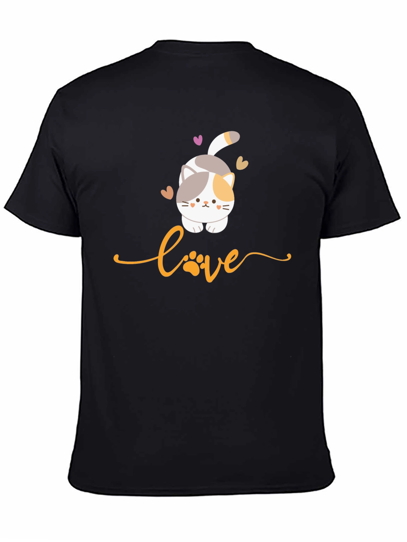 Cute Cat Love Graphic T-Shirt - Black