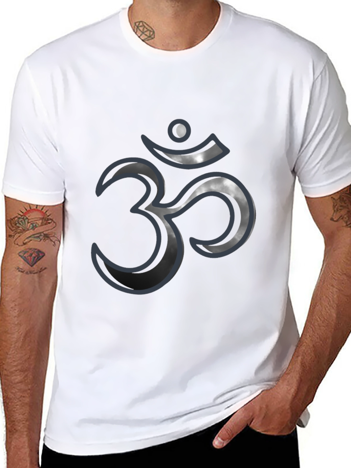 Mens Black T-Shirt with Om Symbol Design