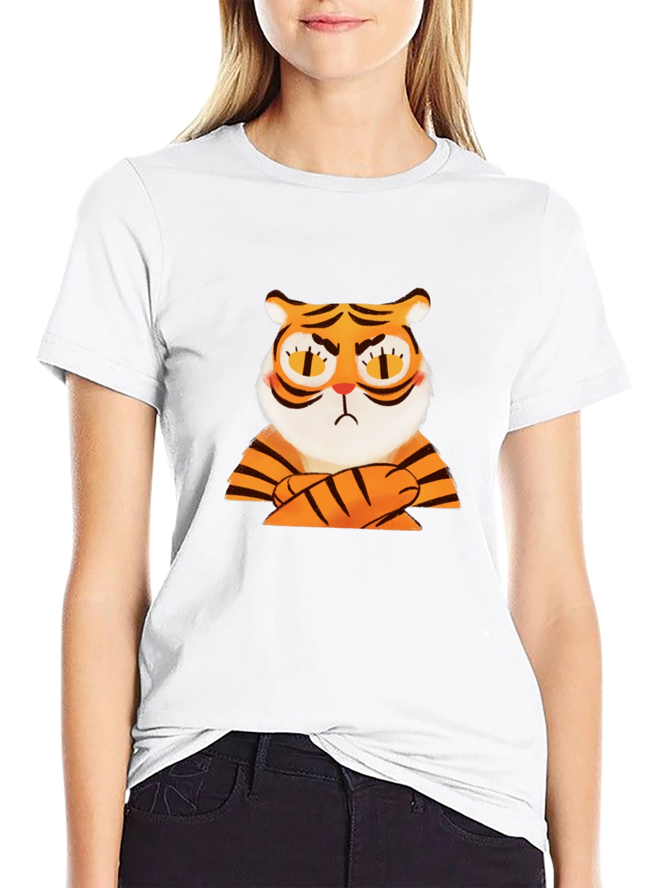 Grumpy Tiger Graphic T-Shirt - Black