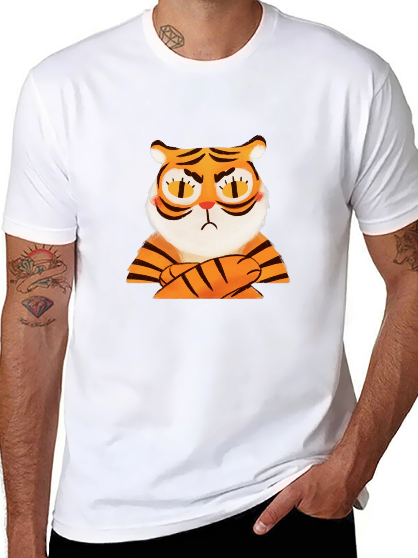 Grumpy Tiger Graphic T-Shirt - Black