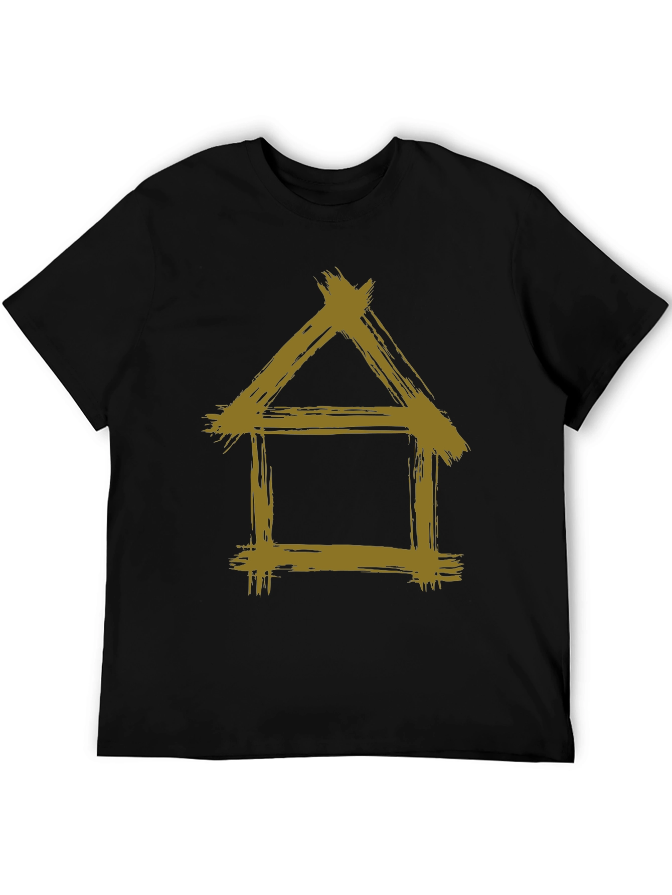 Rustic House Graphic Tee - Black Cotton T-Shirt