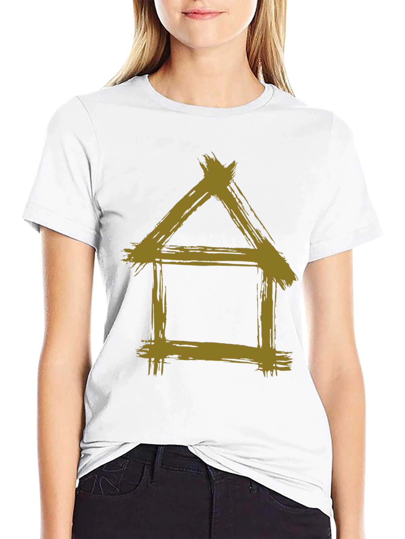 Rustic House Graphic Tee - Black Cotton T-Shirt