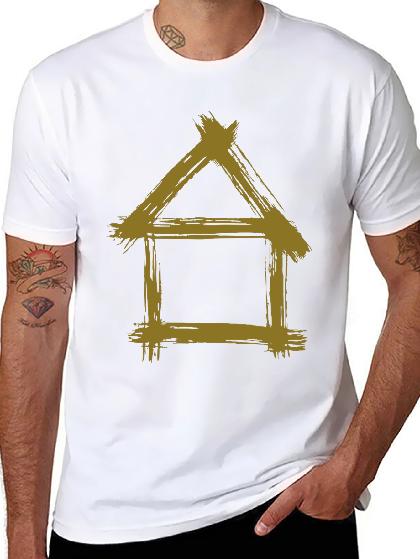 Rustic House Graphic Tee - Black Cotton T-Shirt
