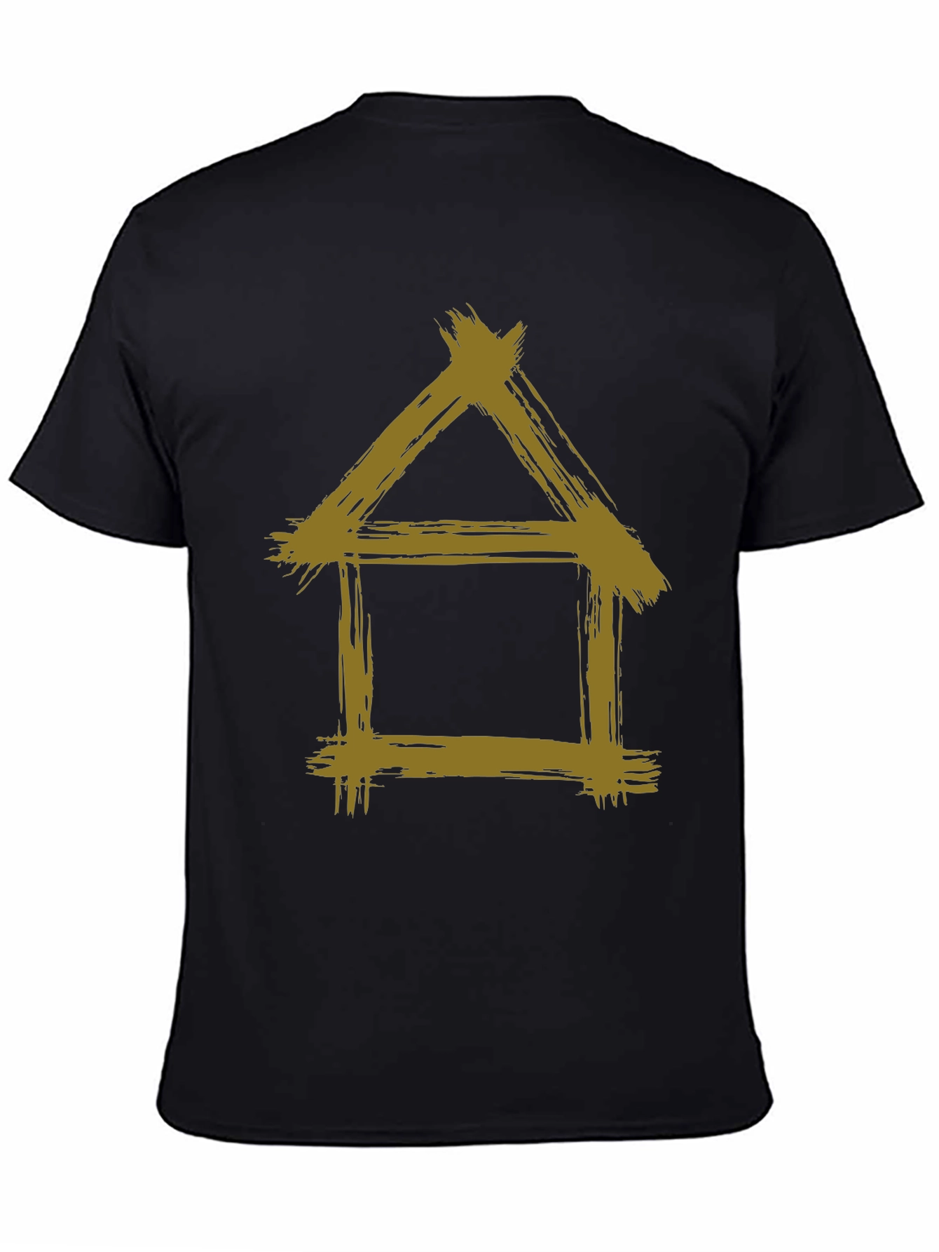 Rustic House Graphic Tee - Black Cotton T-Shirt