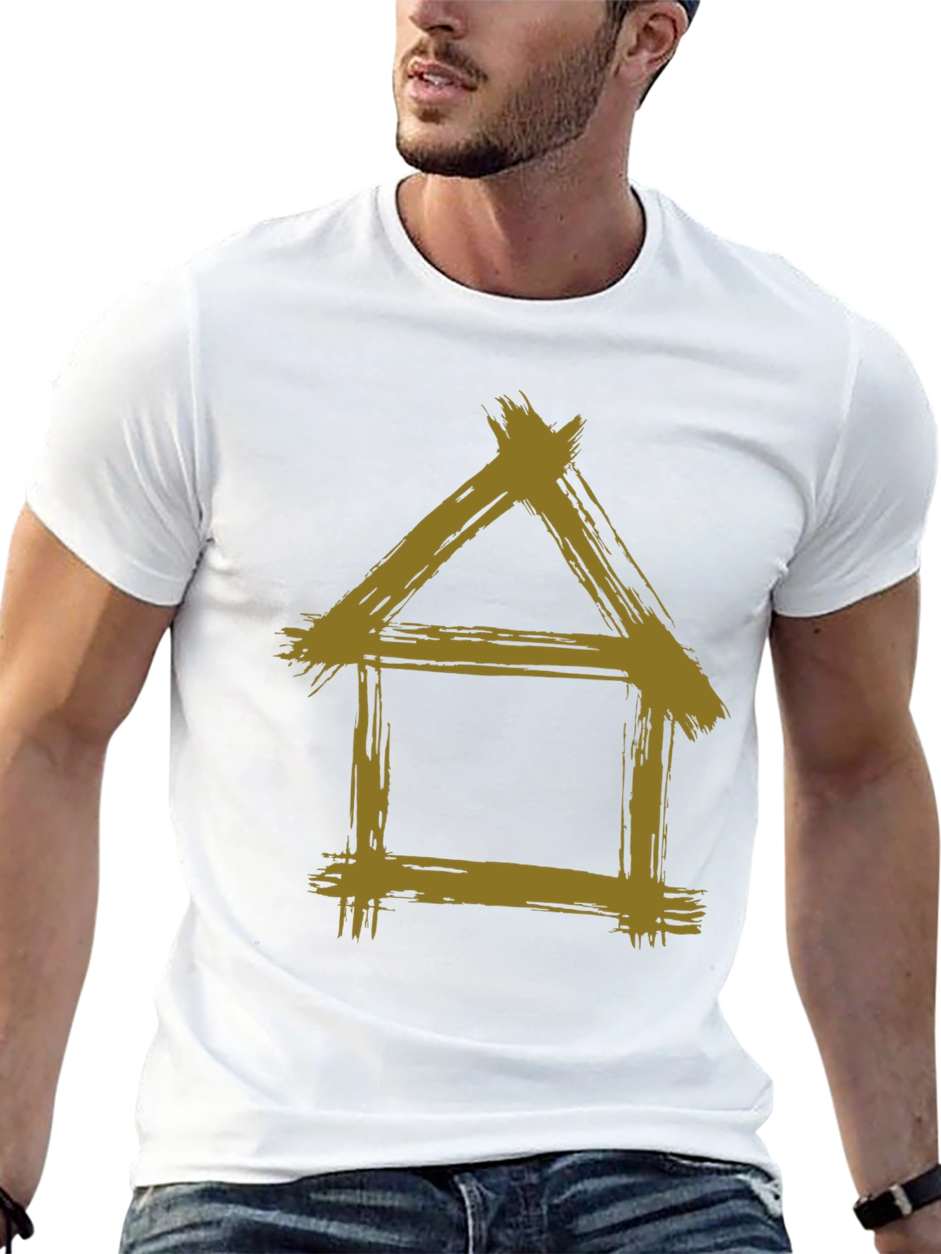 Rustic House Graphic Tee - Black Cotton T-Shirt