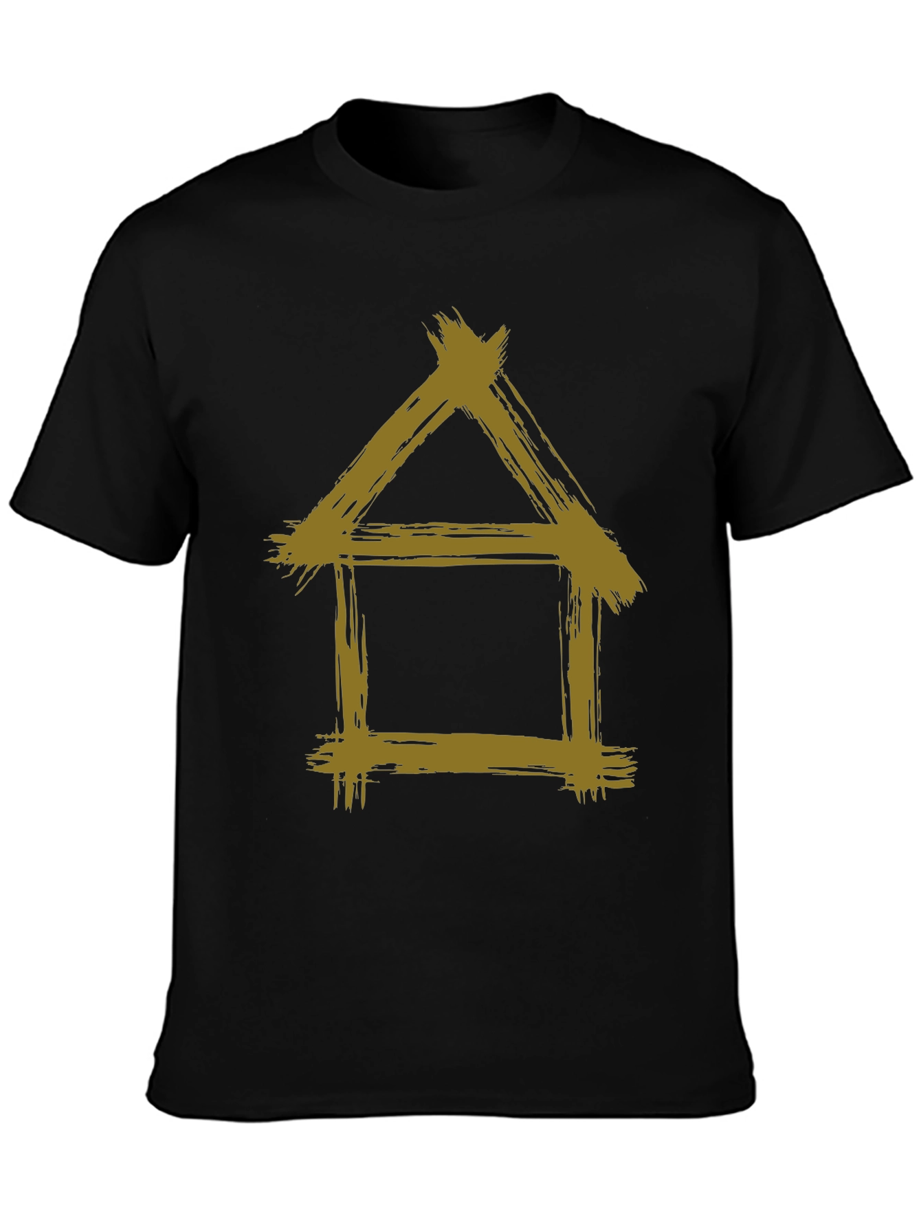 Rustic House Graphic Tee - Black Cotton T-Shirt