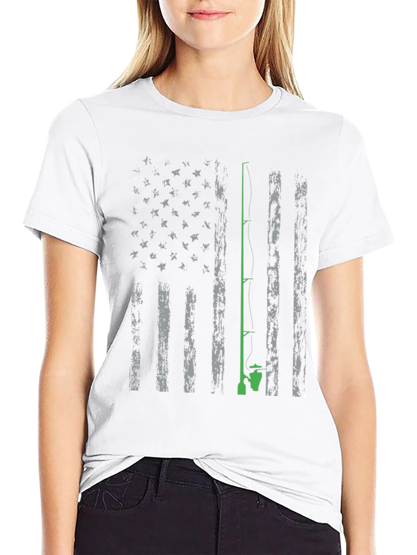 Fishing American Flag Graphic Tee