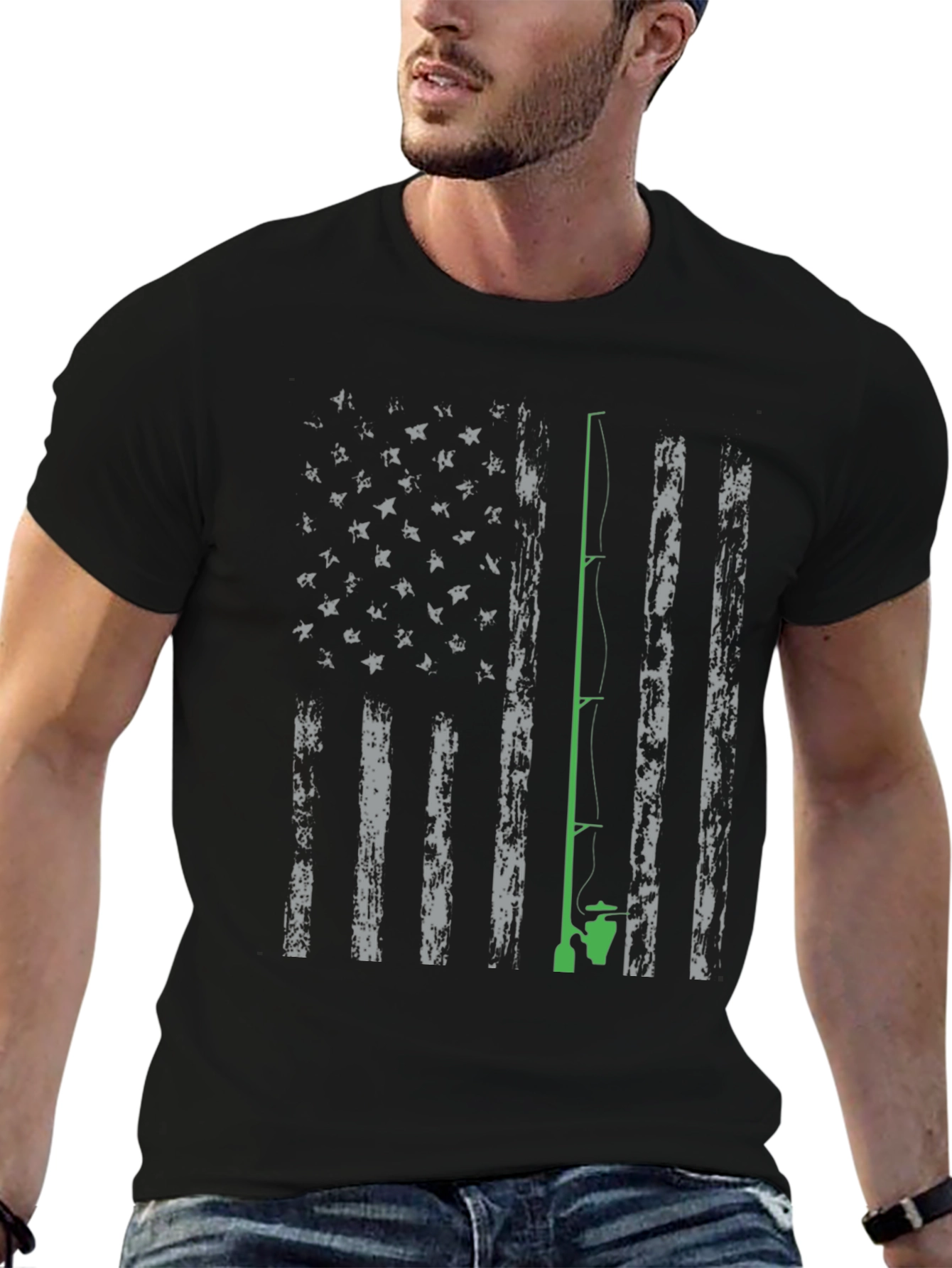 Fishing American Flag Graphic Tee