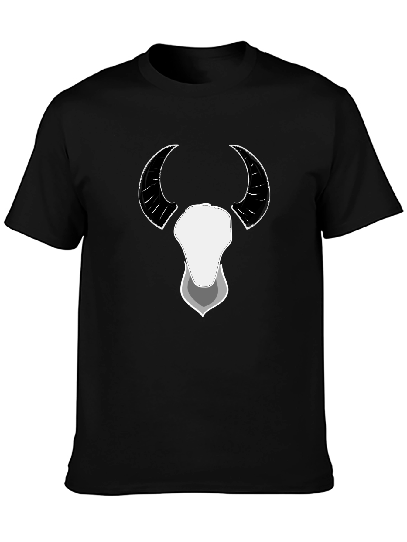Bull Horns Graphic Print Black Tee