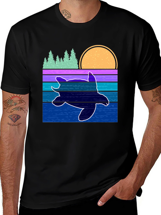 Retro Turtle Sunset Graphic Tee