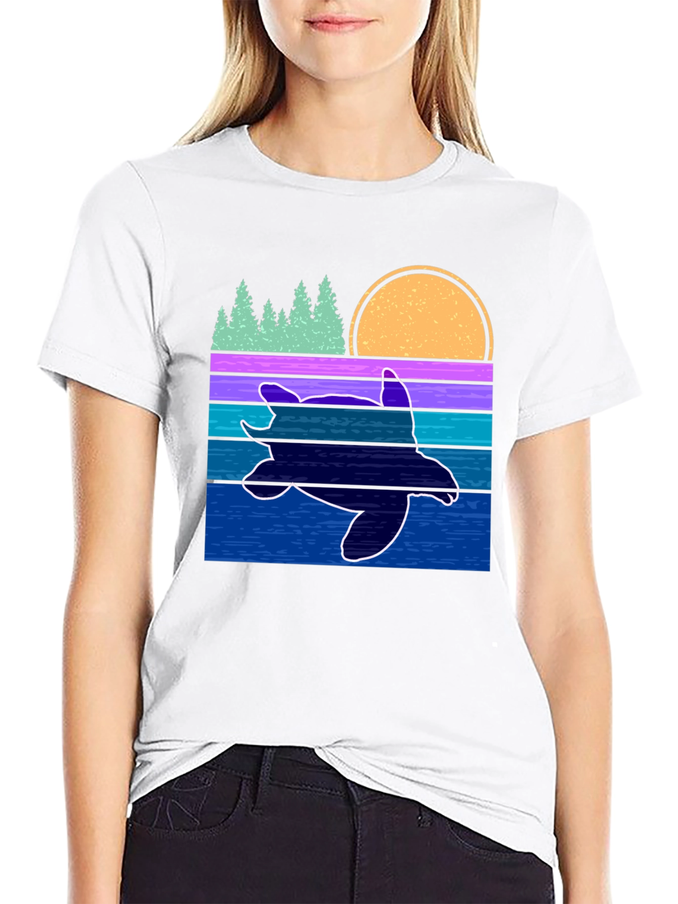 Retro Turtle Sunset Graphic Tee