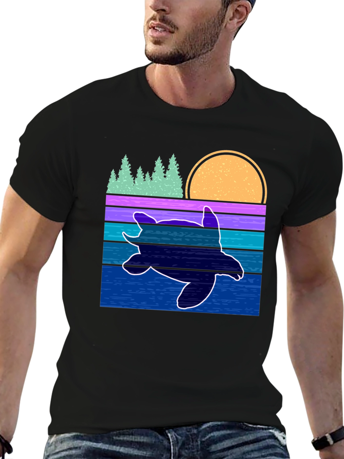 Retro Turtle Sunset Graphic Tee